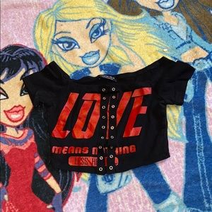 Black “LOVE MEANS NOTHING “ Crop Top